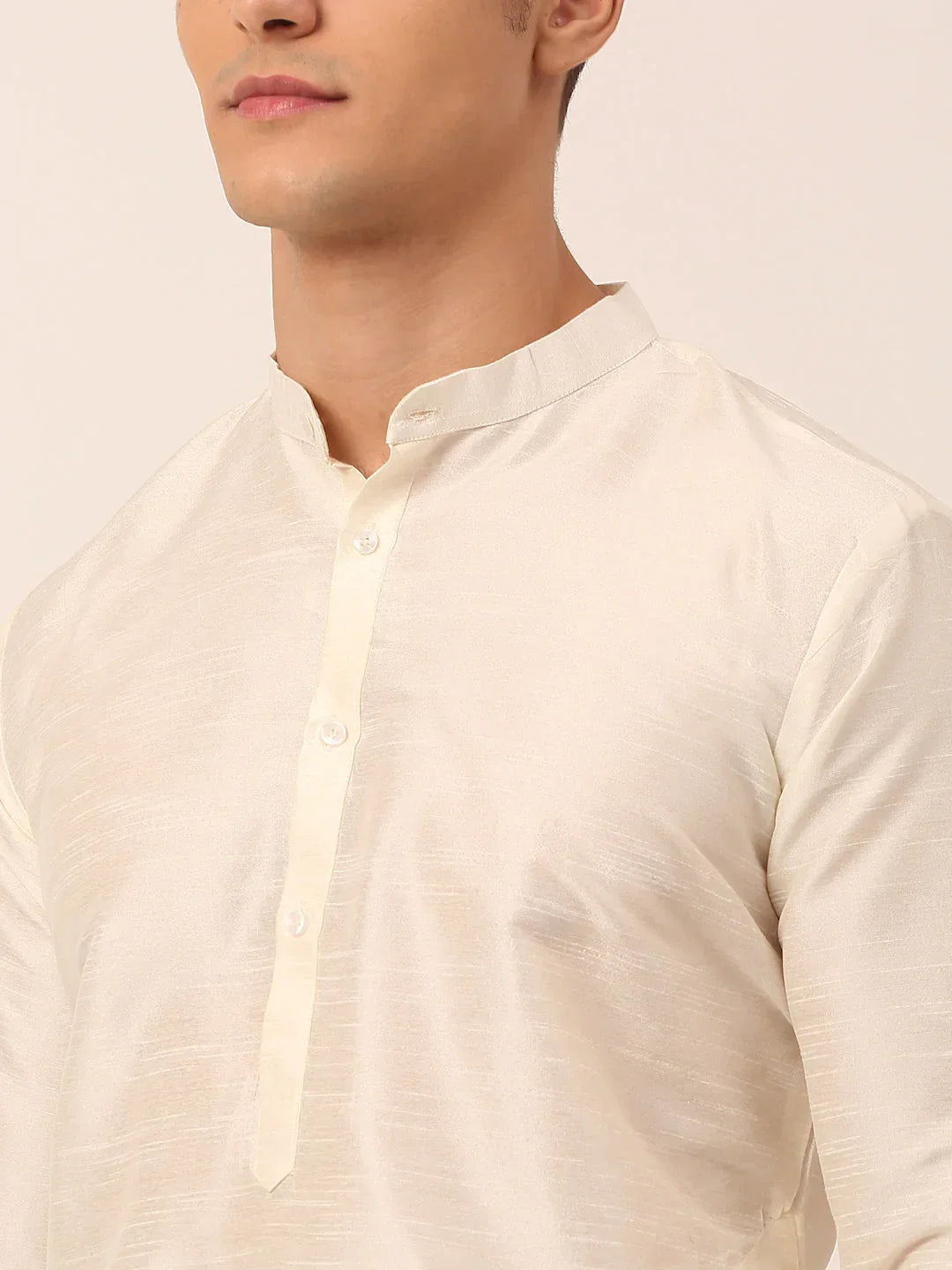 Jompers Men's Solid Kurta Pyjama With Blue Floral Embroidered Nehru Jacket | Grocsy