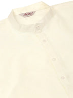 Jompers Men's Solid Kurta Pyjama With Blue Floral Embroidered Nehru Jacket | Grocsy