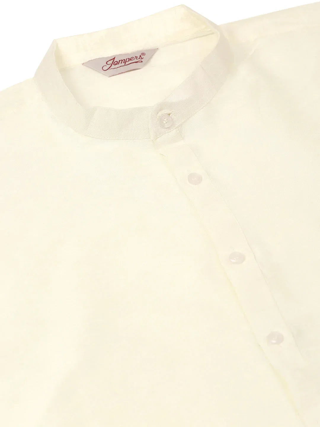 Jompers Men's Solid Kurta Pyjama With Blue Floral Embroidered Nehru Jacket | Grocsy