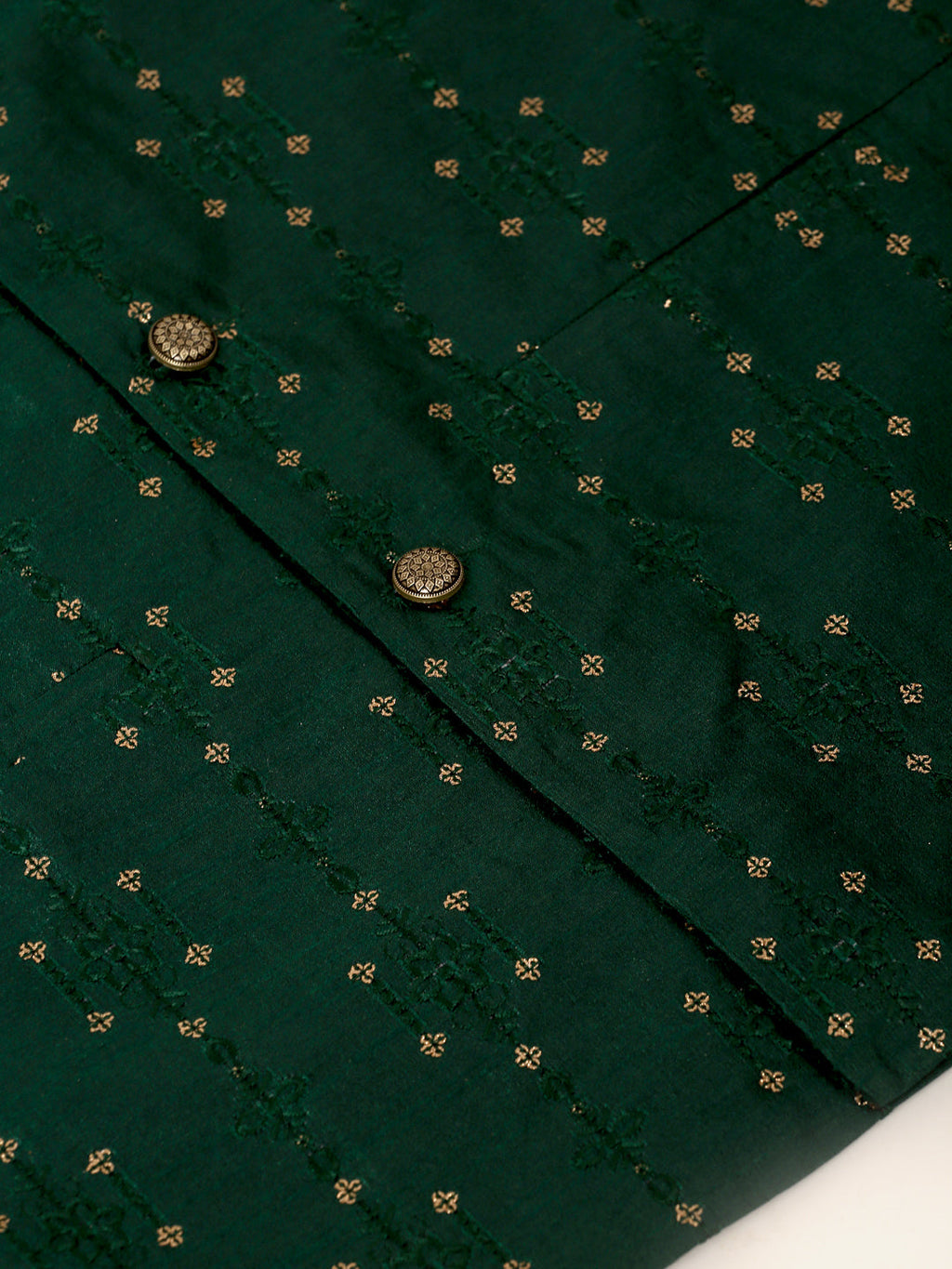 Jompers Men's Solid Dupion Silk Kurta Pyjama With Embroidered Nehru Jacket - Green | Grocsy