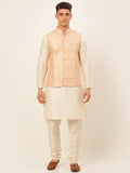 Jompers Men's Solid Kurta Pyjama With Nehru Jacket - Pink | Grocsy