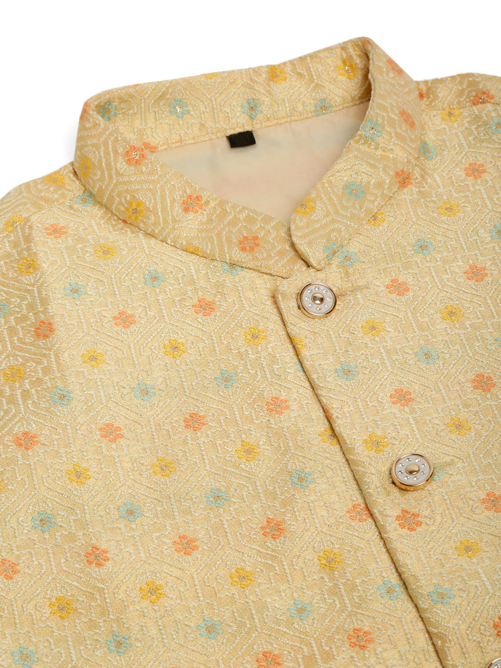 Jompers Men's Solid Kurta Pyjama With Nehru Jacket - Yellow | Grocsy