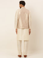 Jompers Men's Solid Kurta Pyjama With Nehru Jacket - Silver | Grocsy