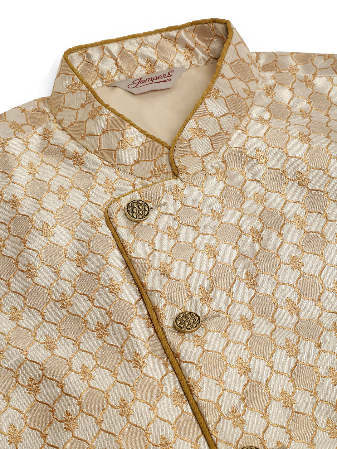 Jompers Men's Solid Kurta Pyjama With Nehru Jacket - Silver | Grocsy