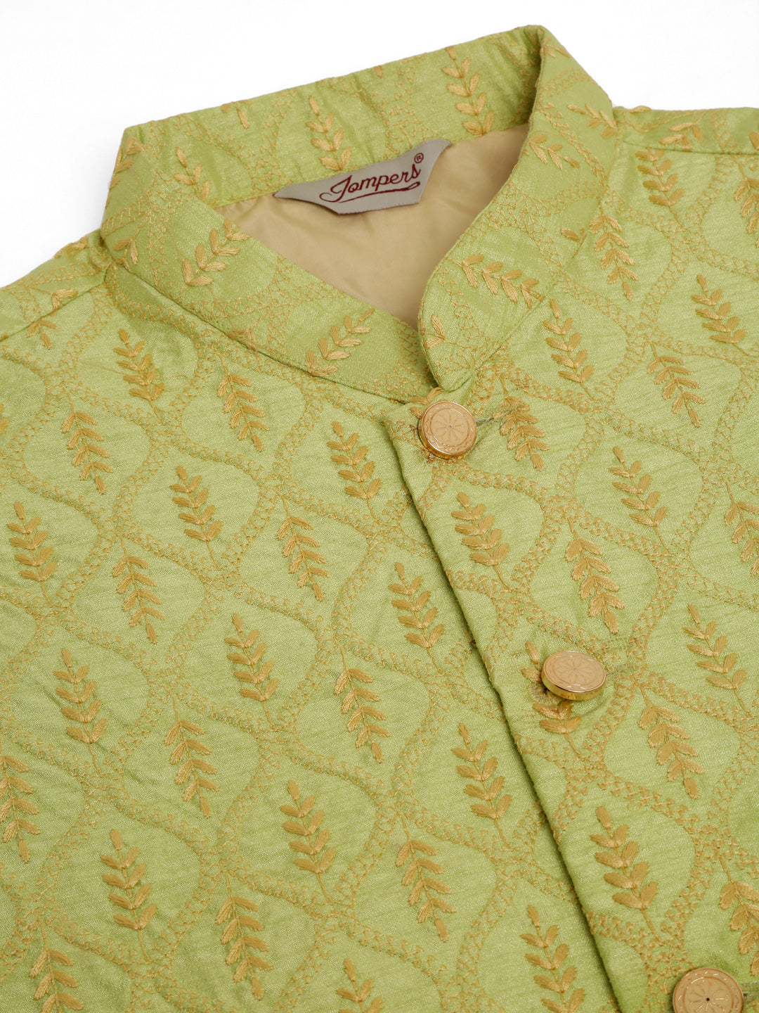 Jompers Men's Solid Kurta Pyjama With Nehru Jacket - Green | Grocsy