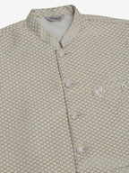 Jompers Men's Solid Kurta Pyjama With Woven Design Nehru Jacket - Beige | Grocsy
