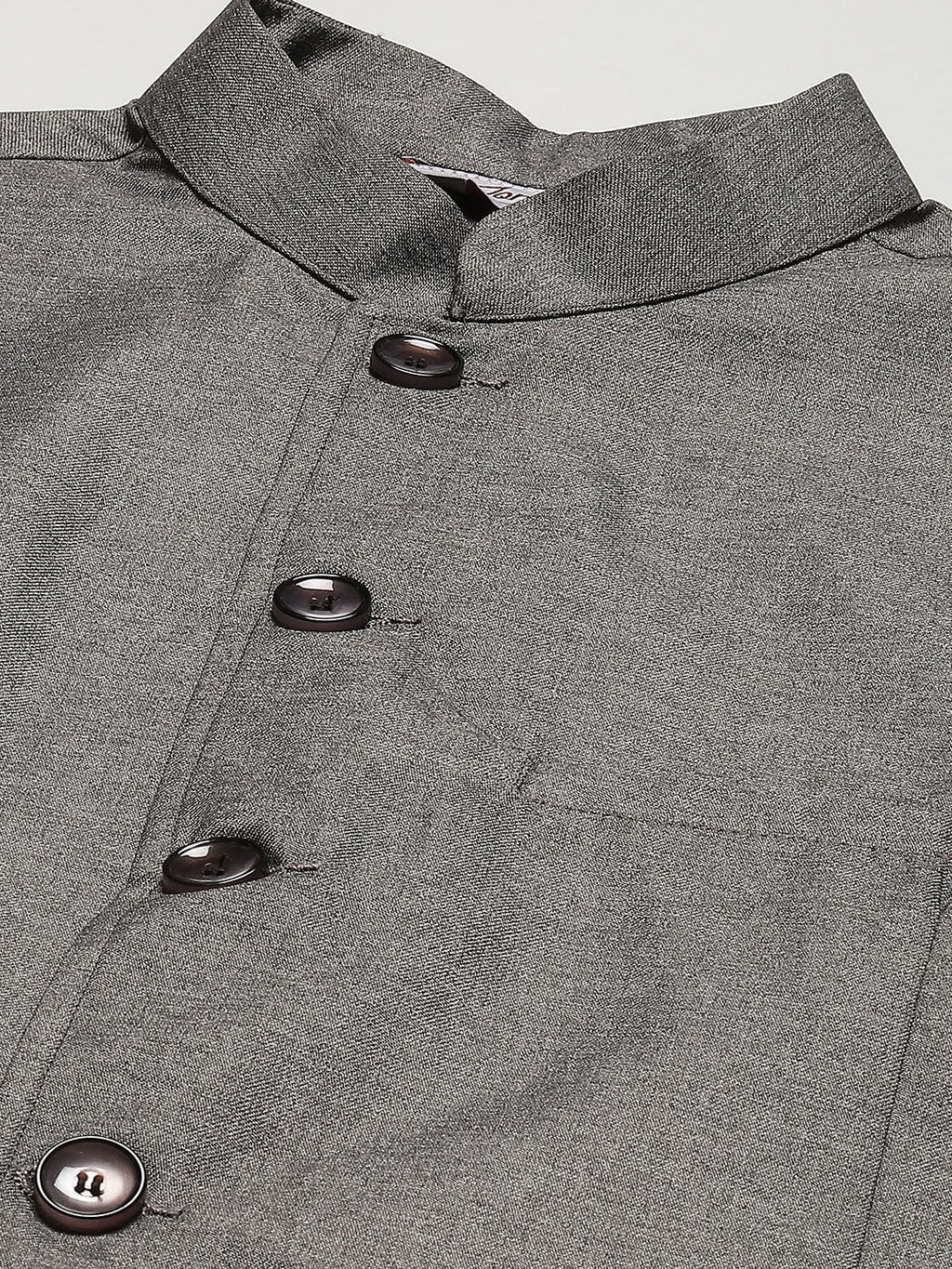 Jompers Men's Kurta Pyjama With Charcoal Grey Solid Nehru Jacket | Grocsy