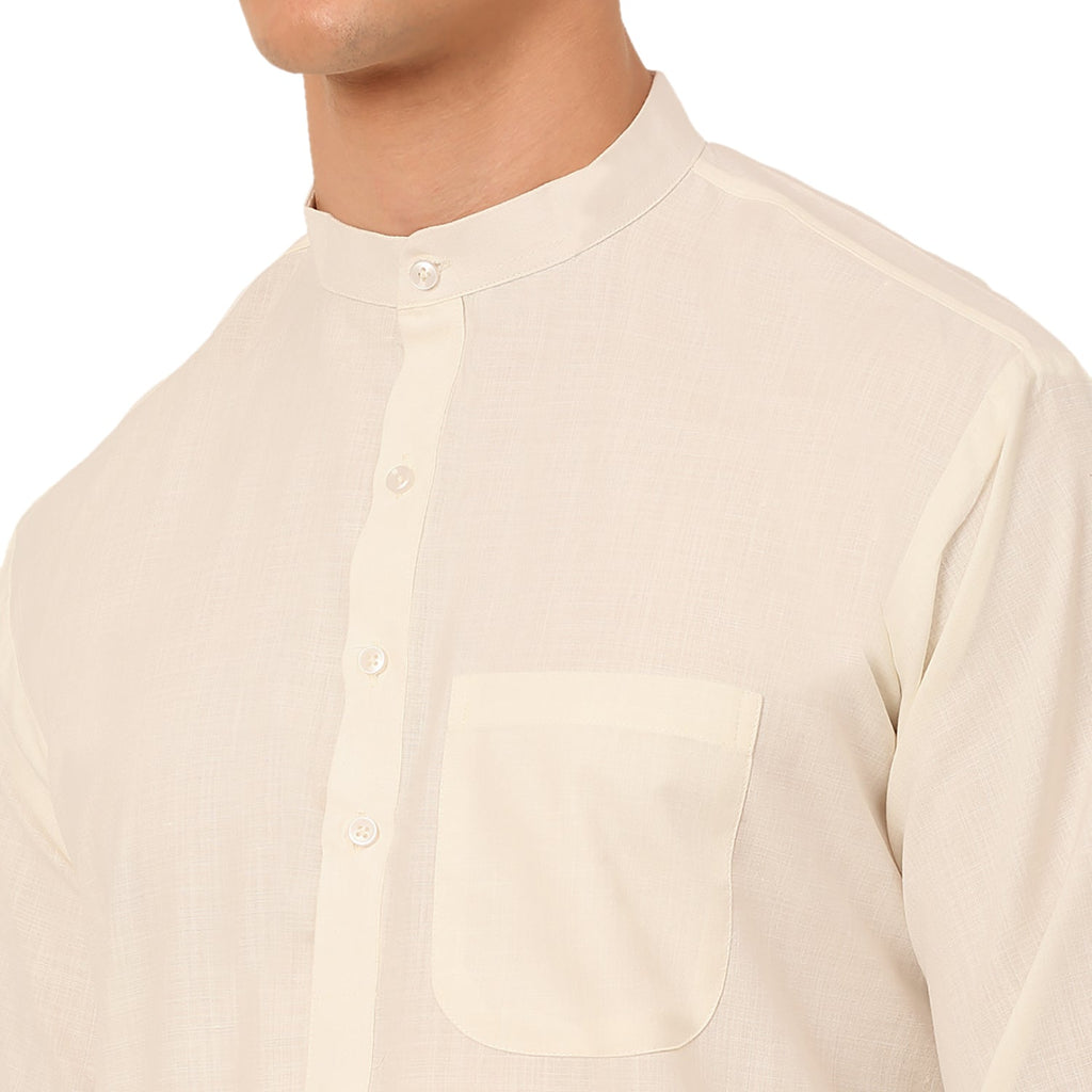 Jompers Men's White Cotton Blend Kurta with Pyjamas & Embroidered Nehru Jacket | Grocsy