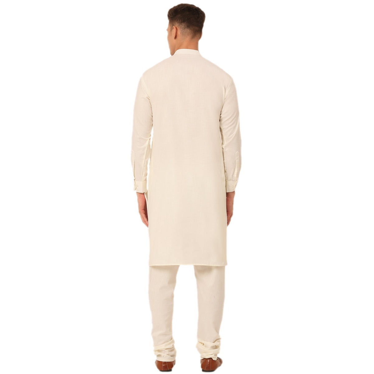 Jompers Men's White Cotton Blend Kurta with Pyjamas & Embroidered Nehru Jacket | Grocsy