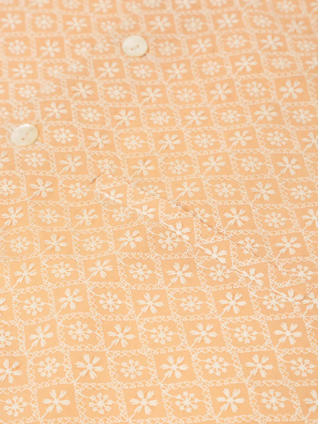Jompers Men's White Cotton Blend Kurta with Pyjamas & Orange Embroidered Nehru Jacket | Grocsy