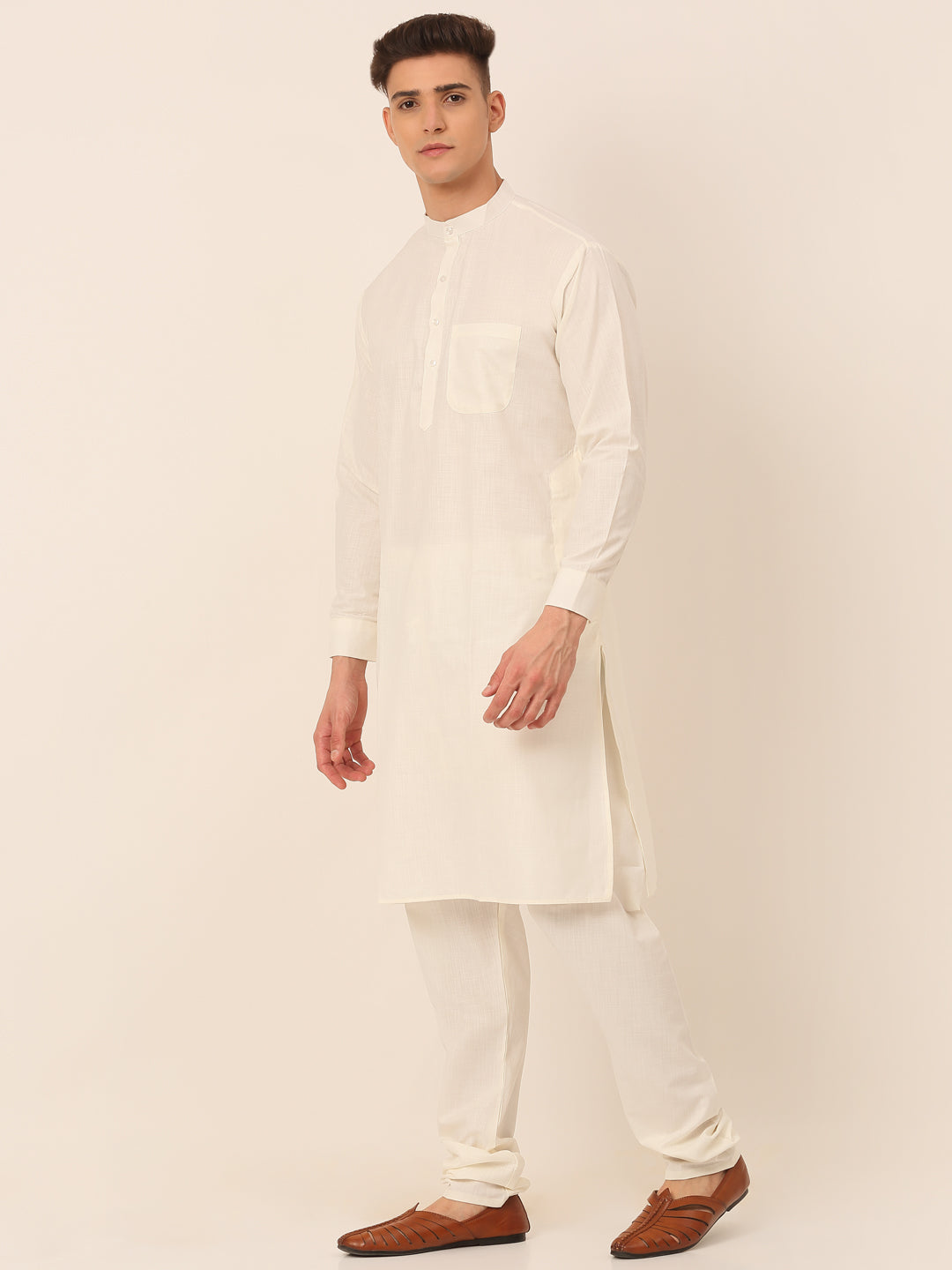 Jompers Men's Solid Kurta Pyjama With Nehru Jacket - Charcoal | Grocsy