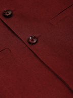 Jompers Men's Solid Kurta Pyjama With Nehru Jacket - Maroon | Grocsy