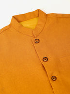 Jompers Men's Solid Kurta Pyjama With Nehru Jacket - Mustard | Grocsy