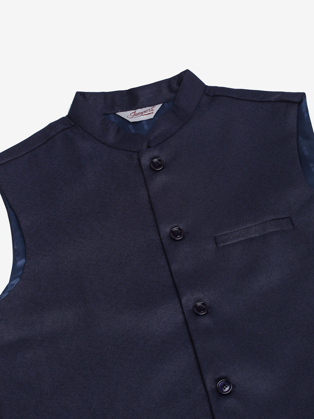 Jompers Men's Solid Kurta Pyjama With Nehru Jacket - Navy Blue | Grocsy
