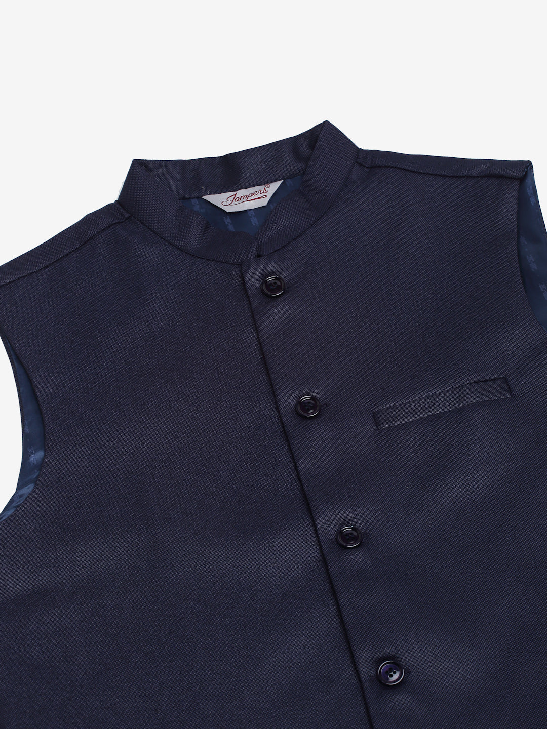 Jompers Men's Solid Kurta Pyjama With Nehru Jacket - Navy Blue | Grocsy