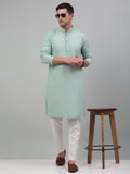 Jompers Men's Green Chikankari Embroidered and Sequence Kurta with Pyjama | Grocsy