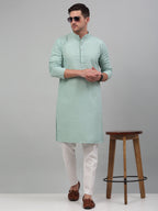 Jompers Men's Green Chikankari Embroidered and Sequence Kurta with Pyjama | Grocsy