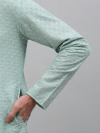 Jompers Men's Green Chikankari Embroidered and Sequence Kurta with Pyjama | Grocsy