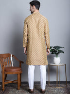 Jompers Men's Yellow Woven Design Kurta with Pyjamas | Grocsy