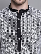 Jompers Men's Sequin Embroidered Silk Blend Kurta with Pyjamas - Black | Grocsy