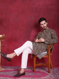 Jompers Men's Digital Printed Kurta with Pyjama - Olive | Grocsy