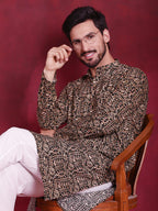 Jompers Men's Digital Printed Kurta with Pyjama - Olive | Grocsy