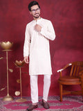 Jompers Men's Sequins Chikankari Embroidered Kurta with Pyjama - White | Grocsy