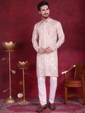 Jompers Men's Bandhani Printed Kurta with Pyjama - Cream | Grocsy