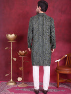 Jompers Men's Bandhani Printed Kurta with Pyjama - Green | Grocsy