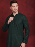 Jompers Men's Sequins Chikankari Kurta with Pyjama - Olive | Grocsy