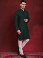 Jompers Men's Sequins Chikankari Kurta with Pyjama - Olive | Grocsy