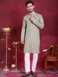 Jompers Men's Sequins Chikankari Kurta with Pyjama - Pista | Grocsy
