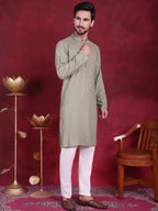 Jompers Men's Sequins Chikankari Kurta with Pyjama - Pista | Grocsy