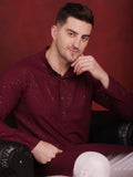 Jompers Men's Sequins Chikankari Kurta with Pyjama - Purple | Grocsy