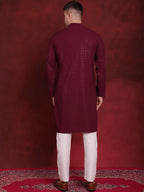 Jompers Men's Sequins Chikankari Kurta with Pyjama - Purple | Grocsy