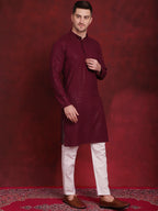 Jompers Men's Sequins Chikankari Kurta with Pyjama - Purple | Grocsy