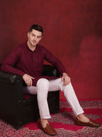 Jompers Men's Sequins Chikankari Kurta with Pyjama - Purple | Grocsy