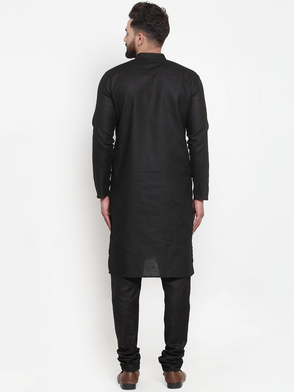 Jompers Men's Solid Cotton Kurta - Black | Grocsy