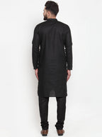 Jompers Men's Solid Cotton Kurta - Black | Grocsy