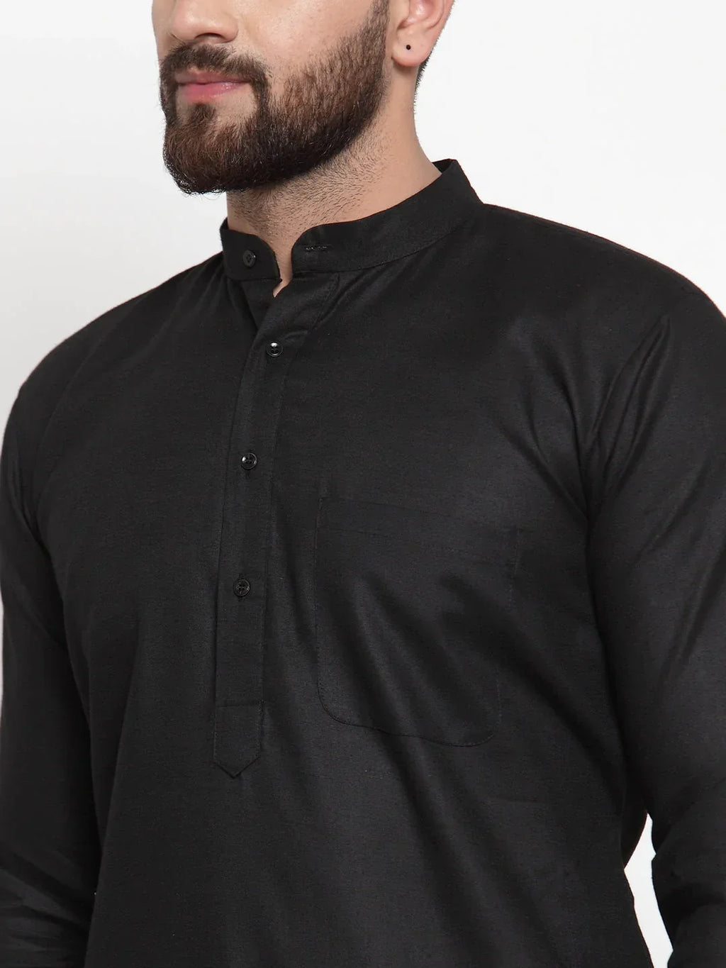 Jompers Men's Solid Dobby Kurta Payjama Set - Black | Grocsy