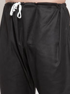 Jompers Men's Solid Dobby Kurta Payjama Set - Black | Grocsy