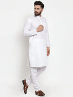 Jompers Men's Solid Dobby Kurta Payjama Set - White | Grocsy