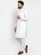 Jompers Men's Solid Dobby Kurta Payjama Set - White | Grocsy