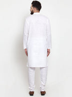 Jompers Men's Solid Cotton Kurta - White | Grocsy