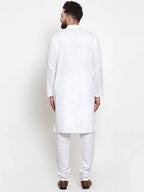 Jompers Men's Solid Dobby Kurta Payjama Set - White | Grocsy
