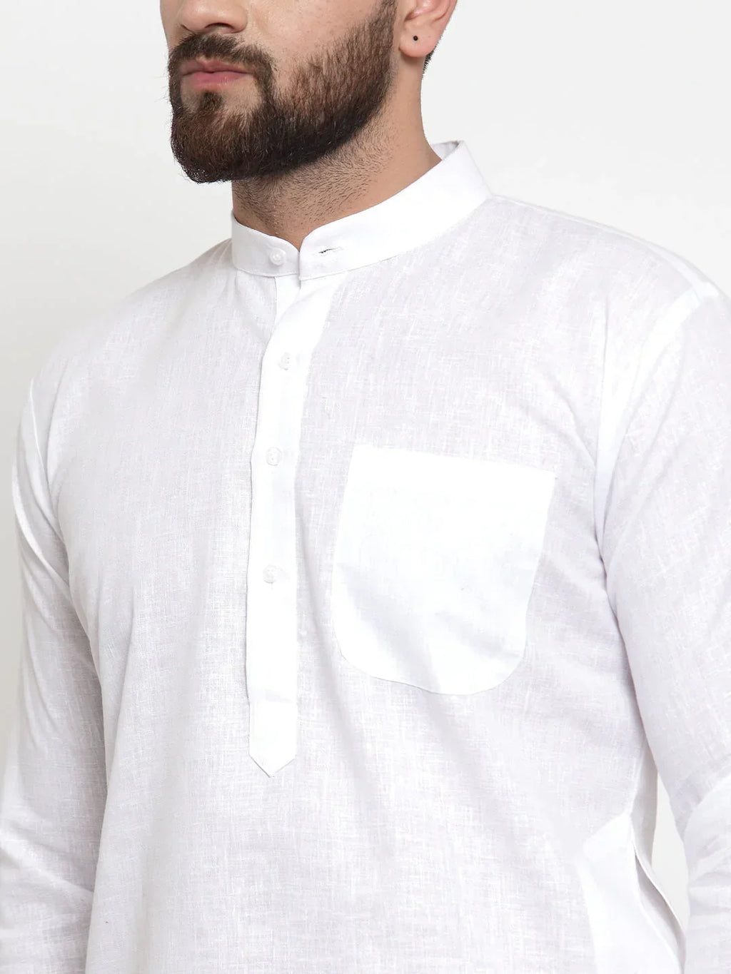 Jompers Men's Solid Dobby Kurta Payjama Set - White | Grocsy