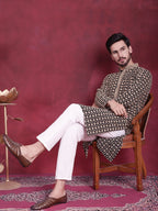 Jompers Men's Sequins Embroidered Kurta with Pyjama - Black | Grocsy
