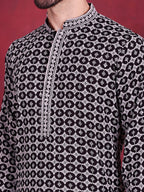 Jompers Men's Sequins Embroidered Kurta with Pyjama - Grey | Grocsy