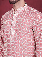 Jompers Men's Sequins Embroidered Kurta with Pyjama - Peach | Grocsy