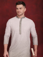 Jompers Men's Sequins Embroidered Kurta with Pyjama - Pista | Grocsy